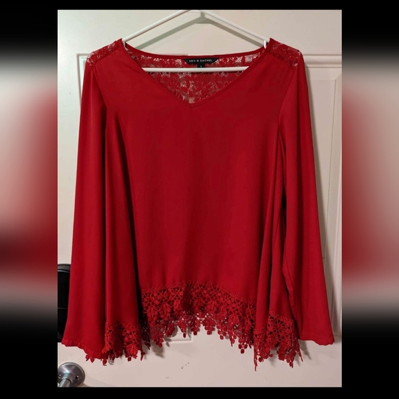 Red Flowy Long Sleeve - Picture 1 of 2